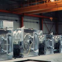 Retort furnaces from the plant construction for electrical and gas-heated industrial furnaces at Padelttherm in Makranstädt near Leipzig.