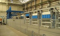 Fully automatic chamber furnace from the plant construction for electrical and gas-heated industrial furnaces at Padelttherm in Makranstädt near Leipzig.